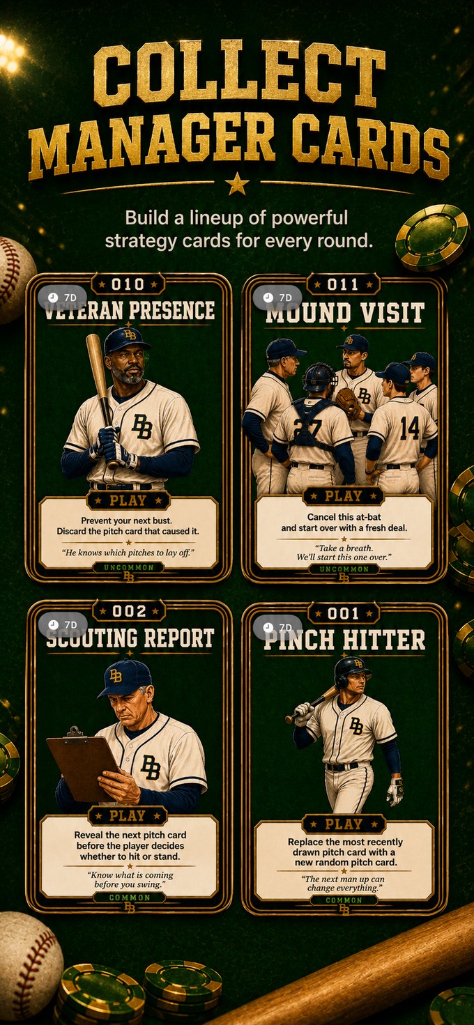 Baseball Blackjack Manager Cards