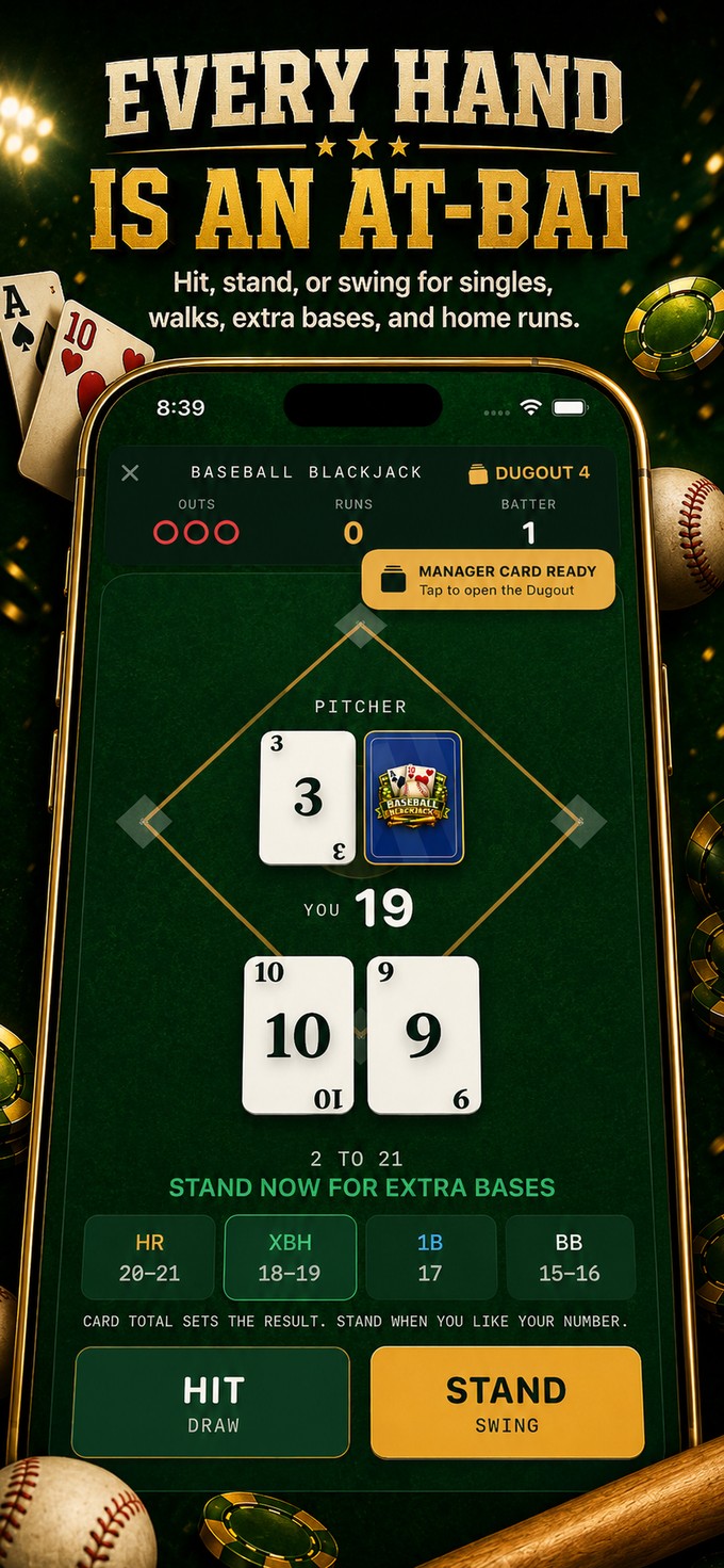 Baseball Blackjack gameplay