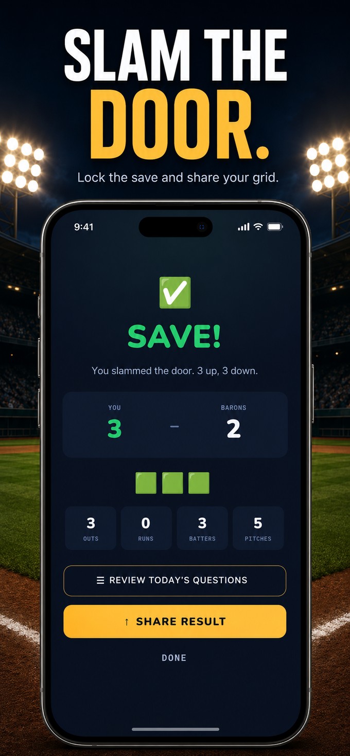 Lights Out Trivia save result screen